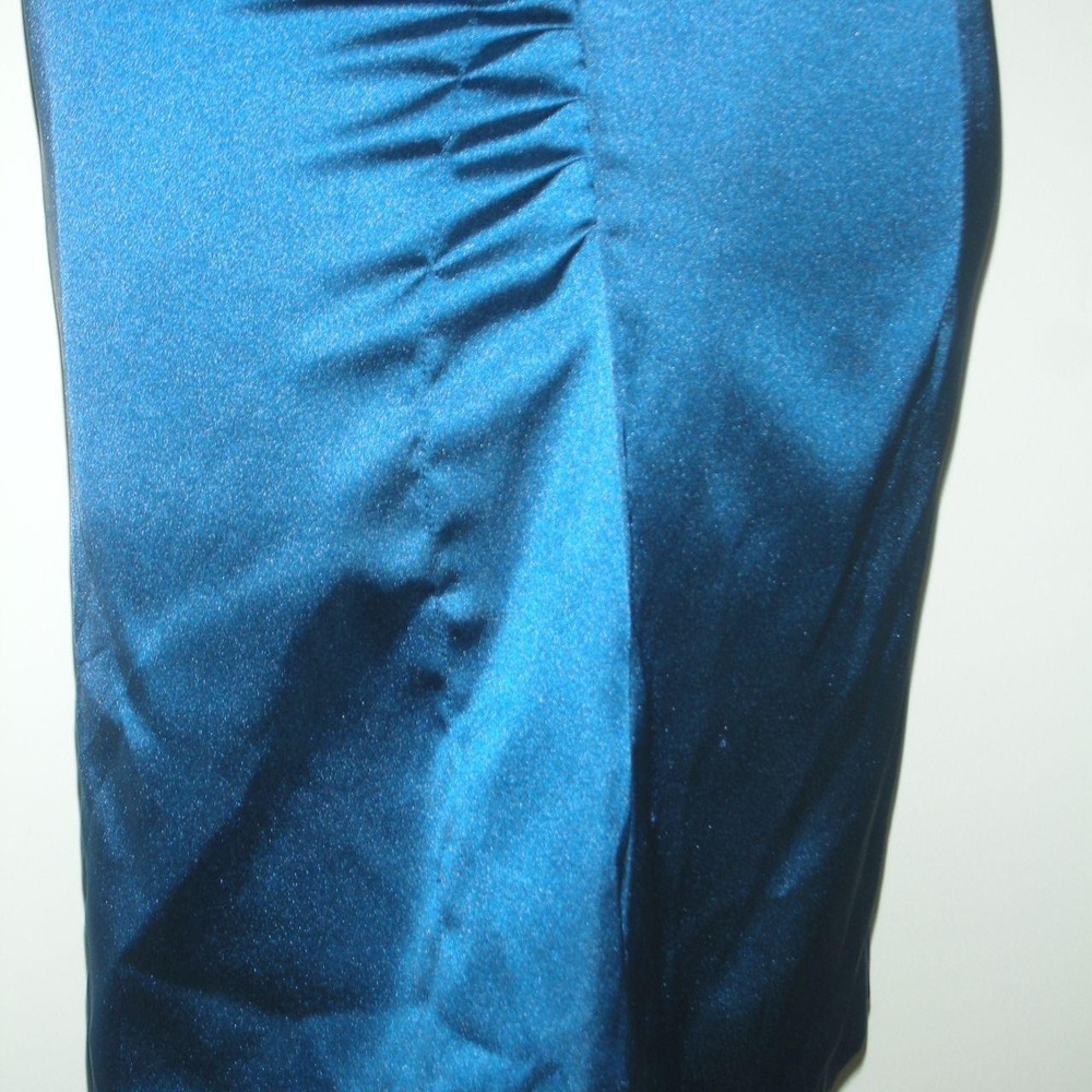 Zara Blue Satin Slip Dress Y2K Party Dress Ruched Mini Cocktail Dress Small - Picture 5 of 8